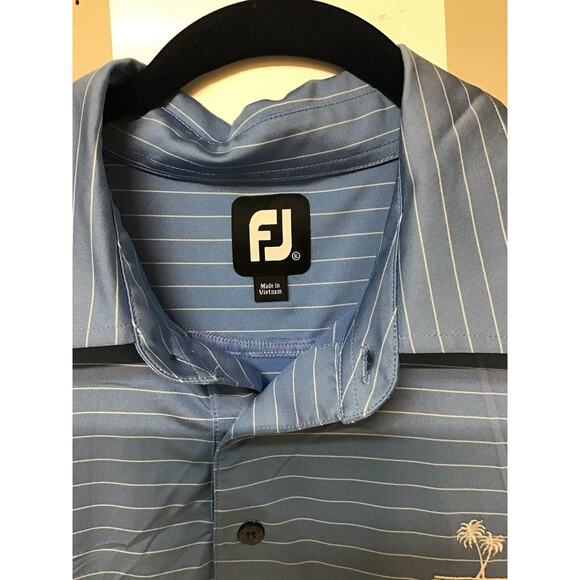 FJ FootJoy ProDry Light Blue Striped Self Collar Stretch Polo Shirt‎ XL - Picture 5 of 9